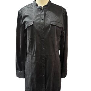 Circolo 1901 Black Shirt Dress Button Front Long Sleeve Womenโs Size 16